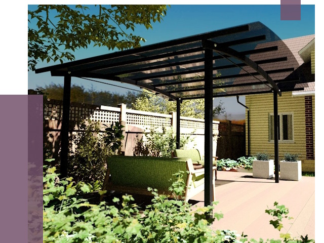 Навесы для террасы в Тобольске от 12963 руб. под ключ | ПРОЛЁТ-Тбл