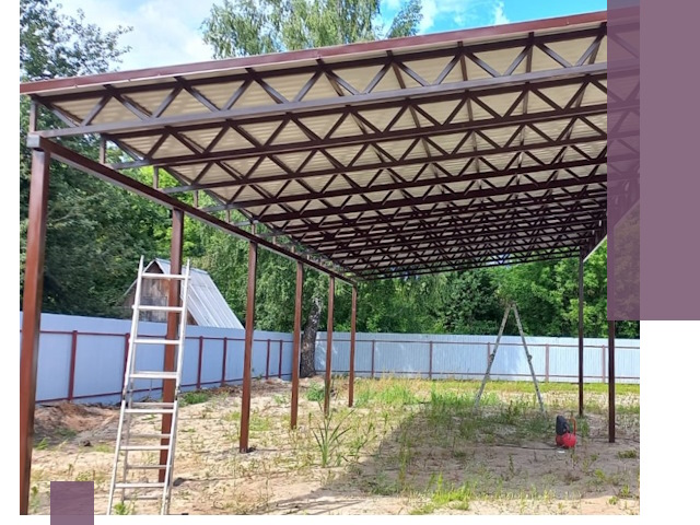 Односкатные навесы под ключ в Тобольске — изготовление и монтаж